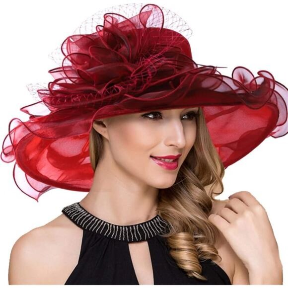 Women\'s Derby Church Dress Fascinator Wide Brim Tea Party Wedding Hat main image 5